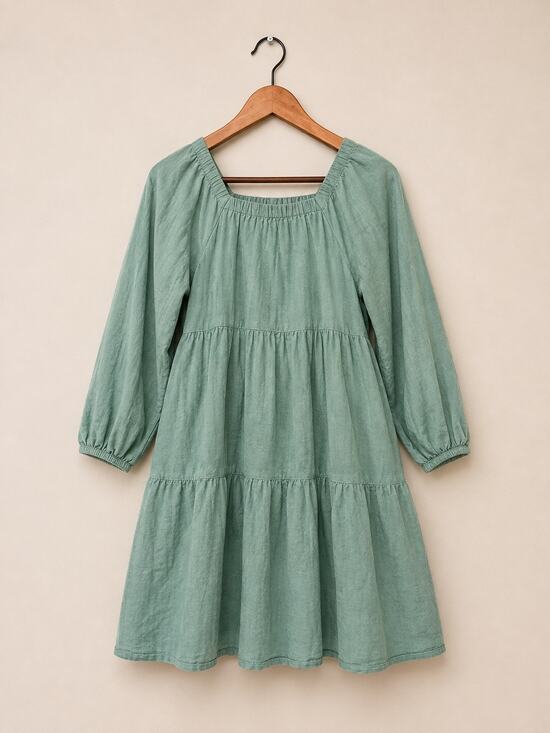 Universal Thread Dresses & Skirts - Cottagecore Green Tiered Dress Womens Sz XS Peasant Balloon Sleeve Prairie Boho